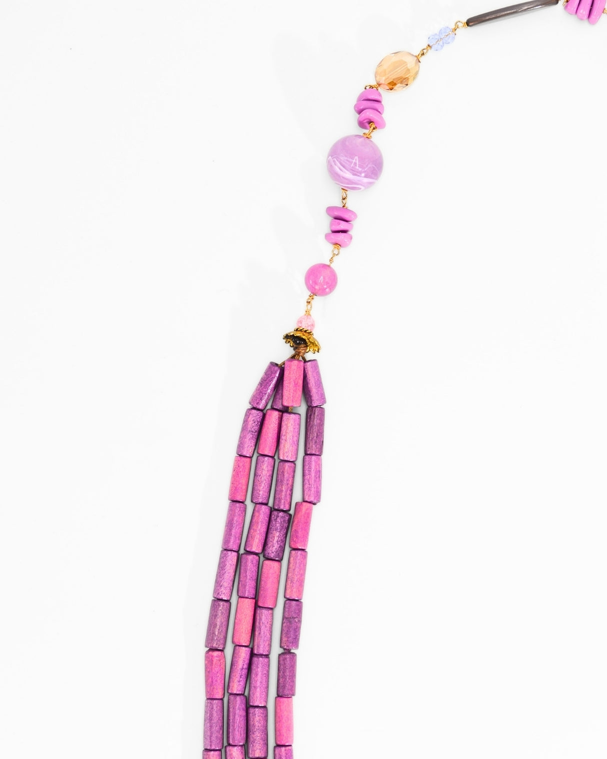 COLLANA MULTIFILI WOOD | FUCSIA
