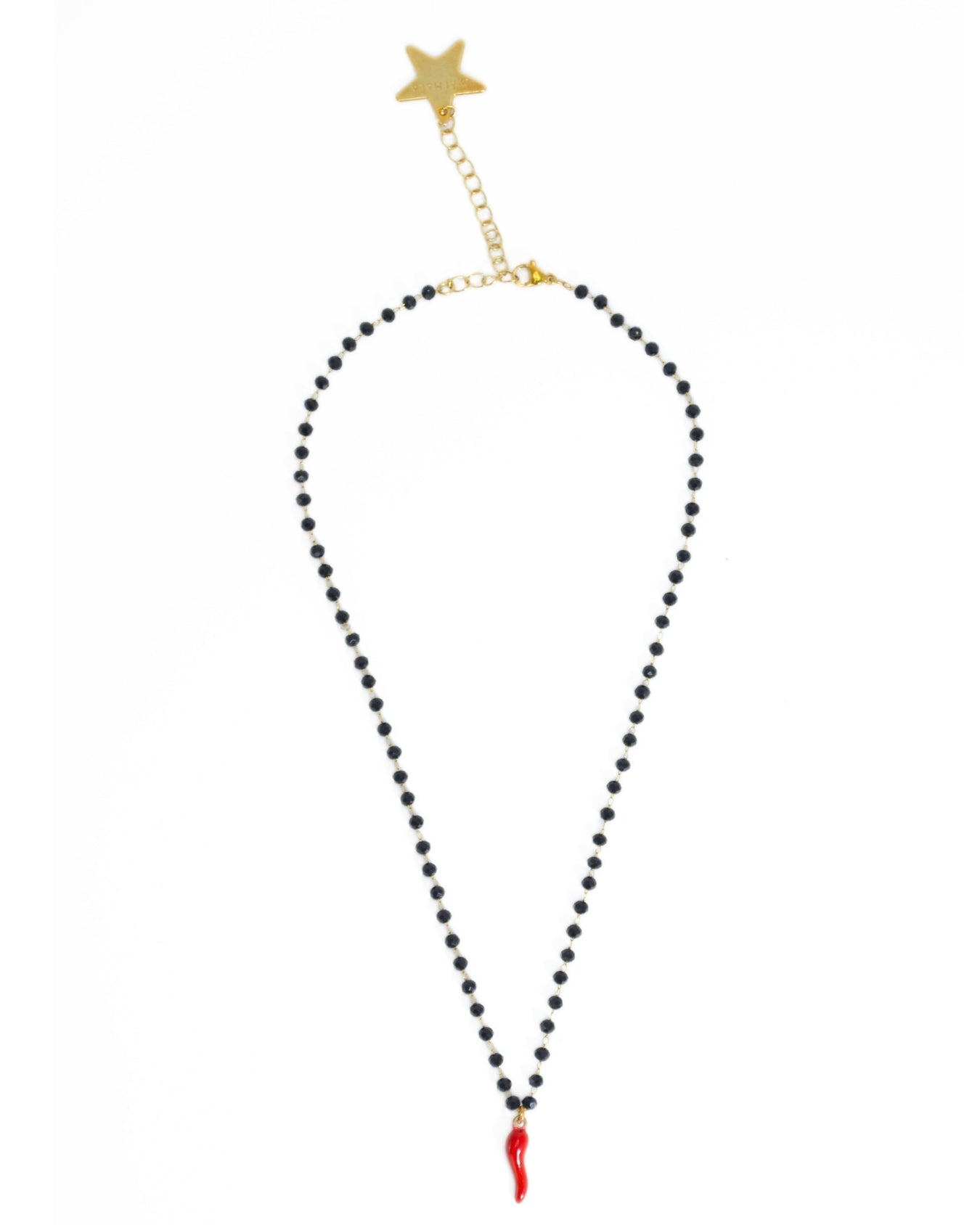 COLLANA ROSARIO CORNO| ROSSO