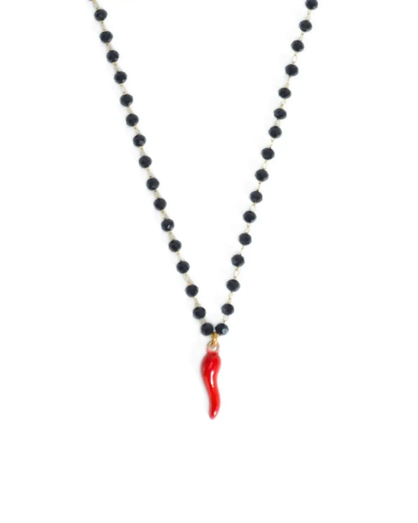 COLLANA ROSARIO CORNO| ROSSO