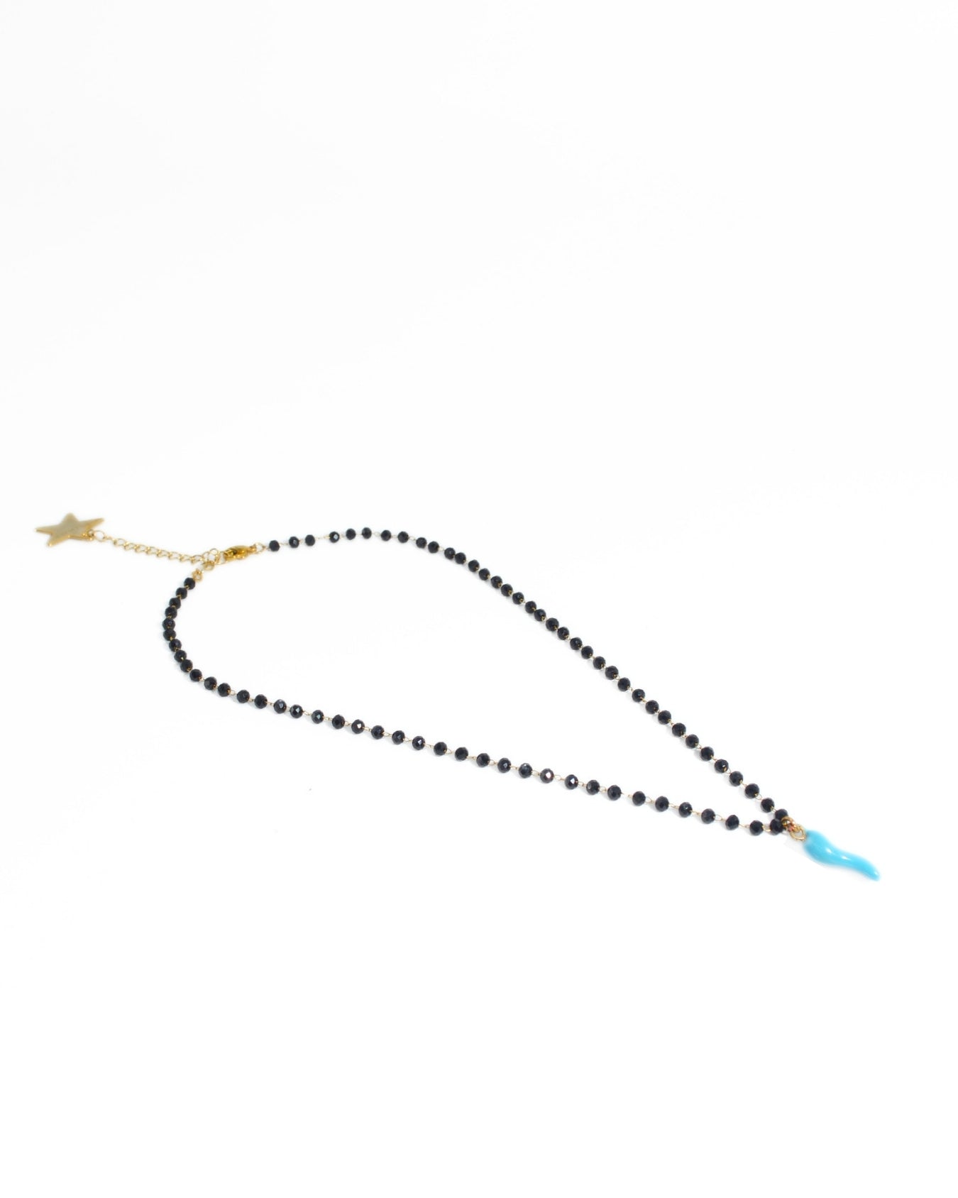 COLLANA ROSARIO CORNO| AZZURRO