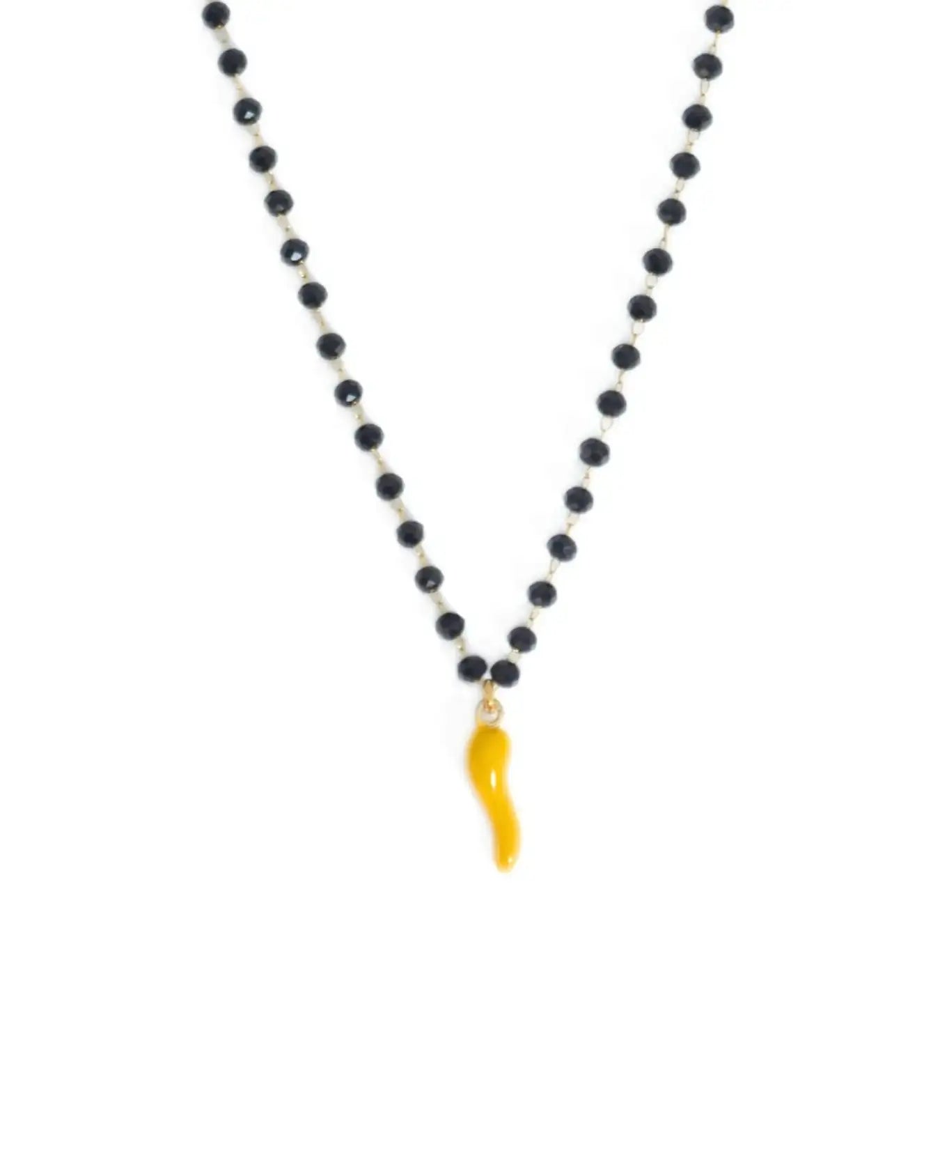 COLLANA ROSARIO CORNO| GIALLO