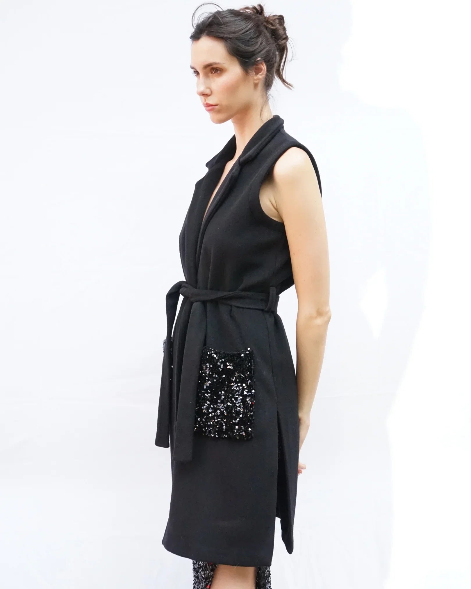 GILET PAILLETTES | NERO