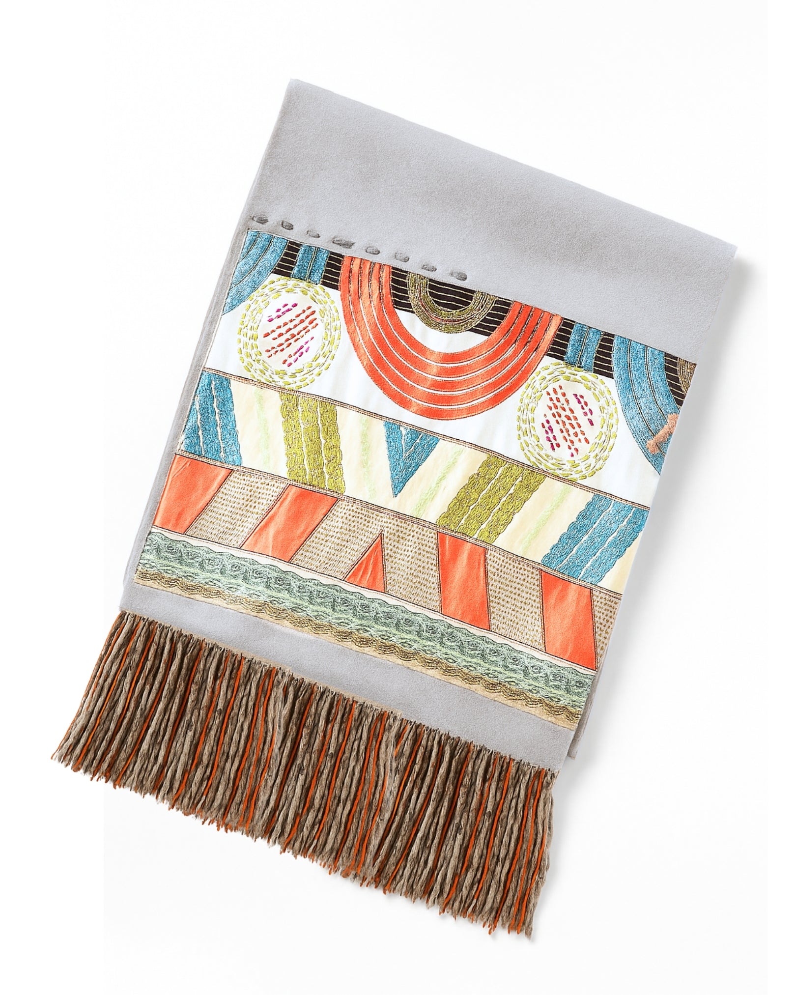 SCIARPA SETA FRANGE LANA | GRIGIO