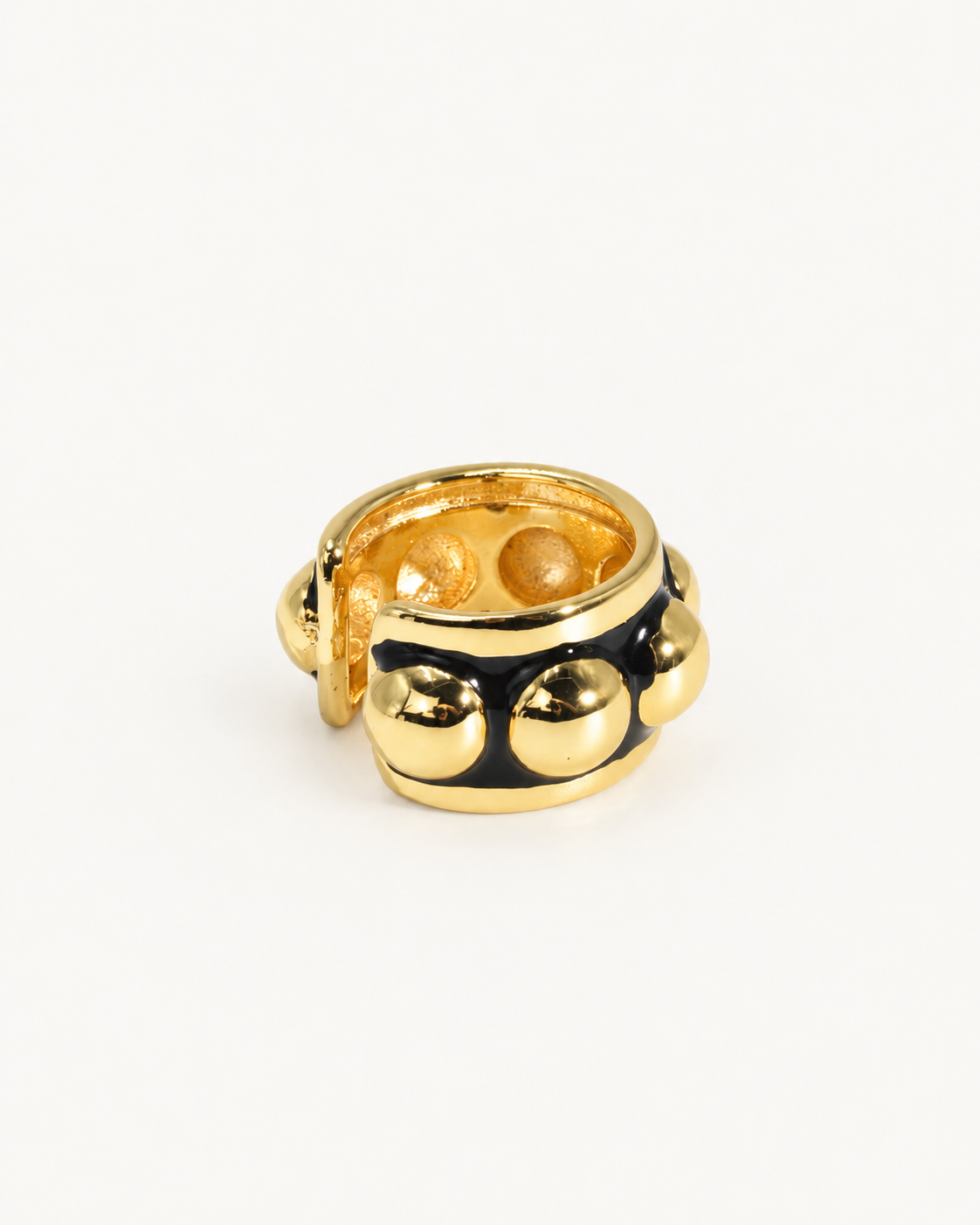 Anello Gold ÀLMALA nero e oro, vista di tre quarti