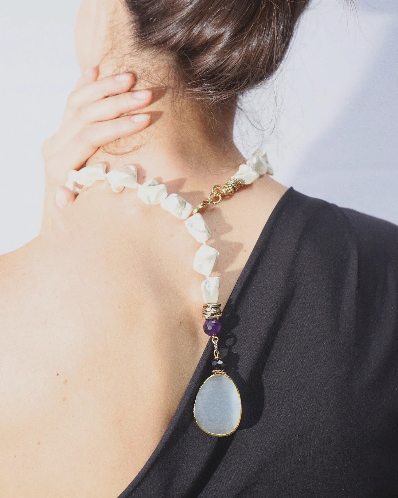 COLLANA SCIARPA PERLA | BIANCO