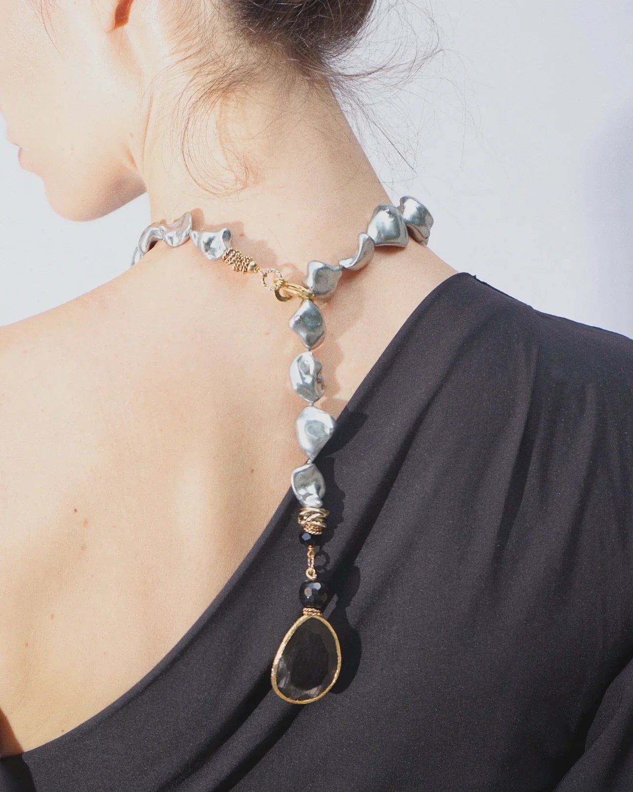 COLLANA SCIARPA PERLA | GRIGIO