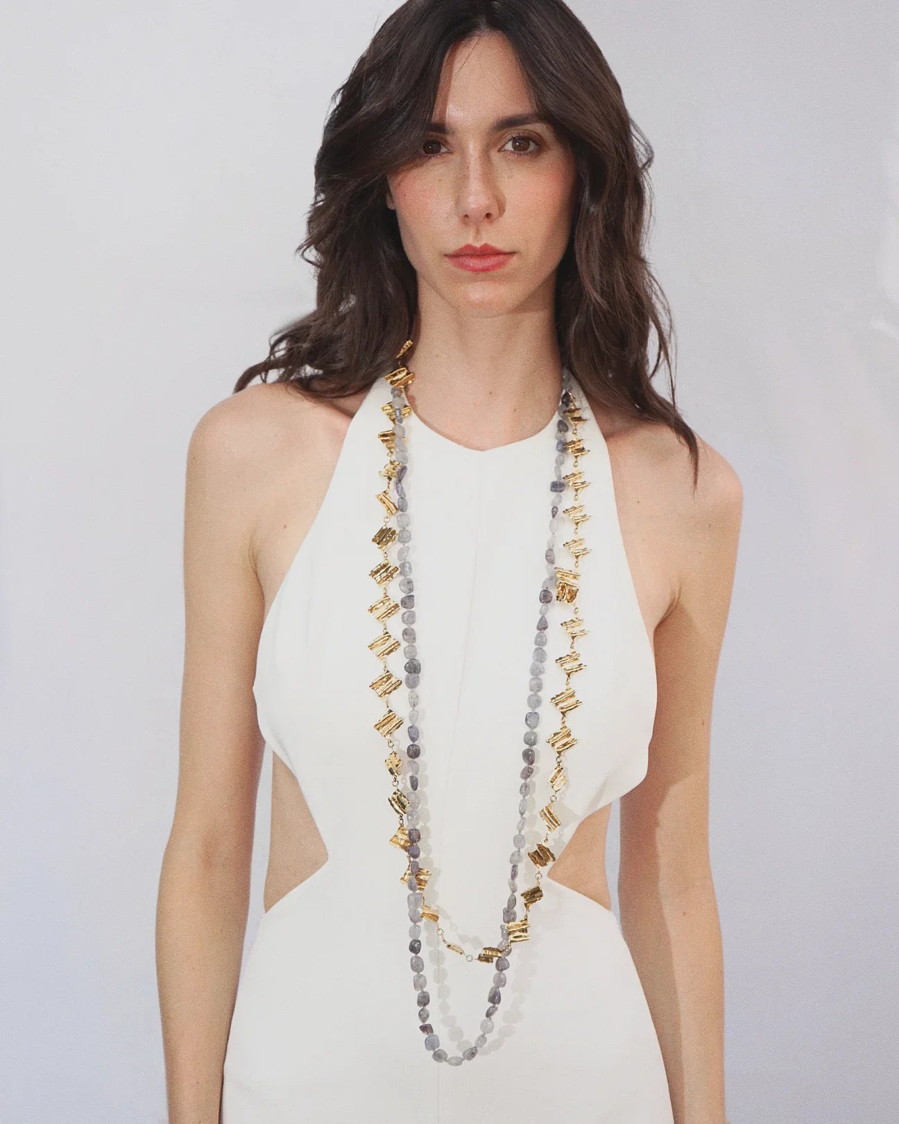 COLLANA DOUBLE STONE | GRIGIO