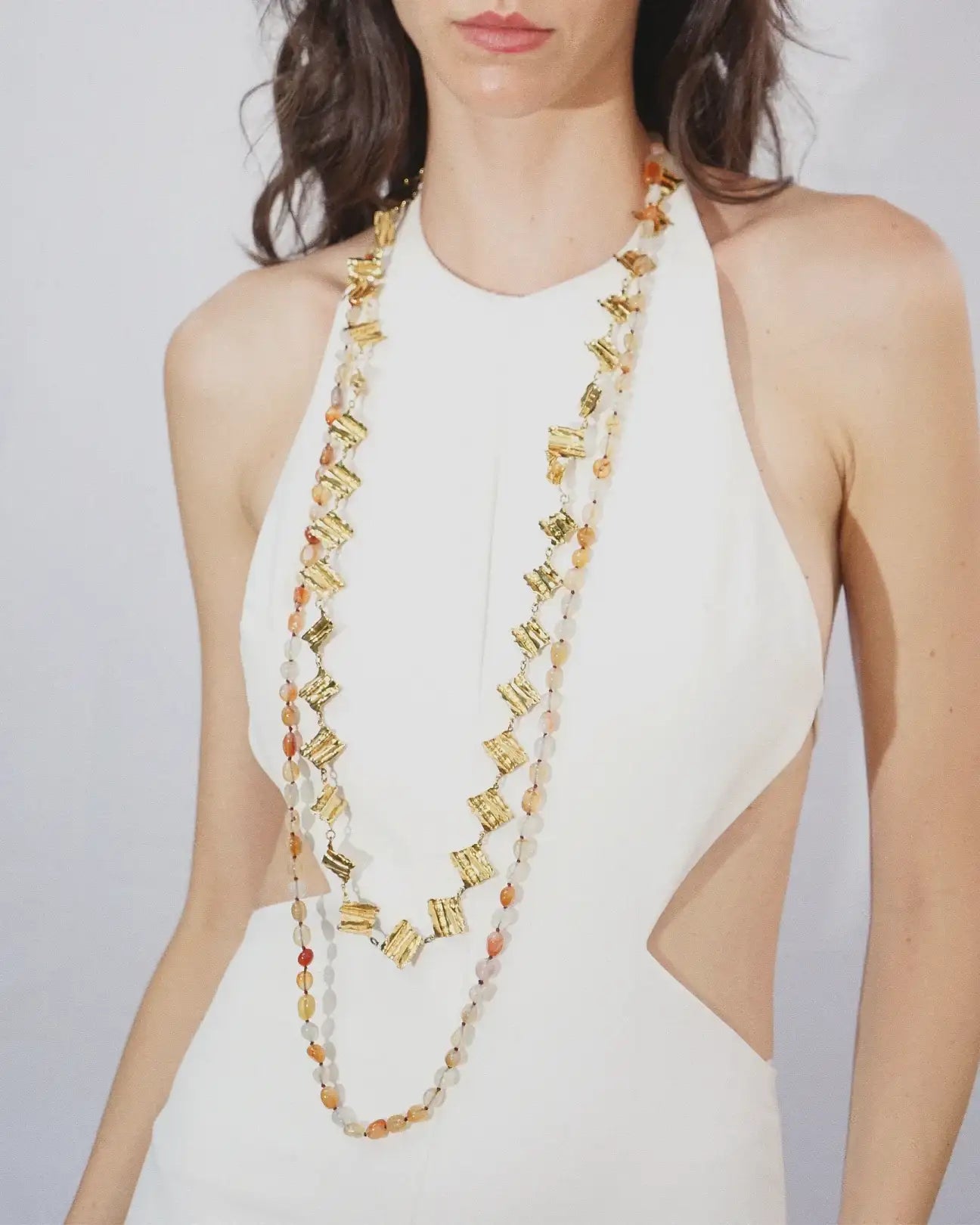 COLLANA DOUBLE STONE | ARANCIONE