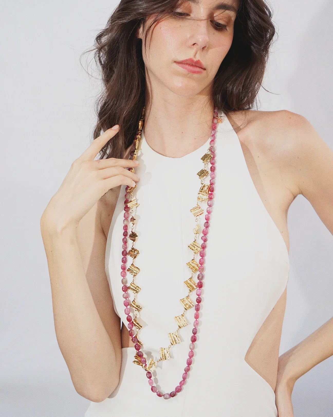 COLLANA DOUBLE STONE | FUCSIA