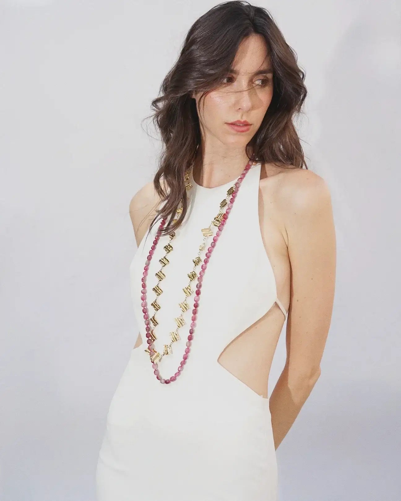 COLLANA DOUBLE STONE | FUCSIA