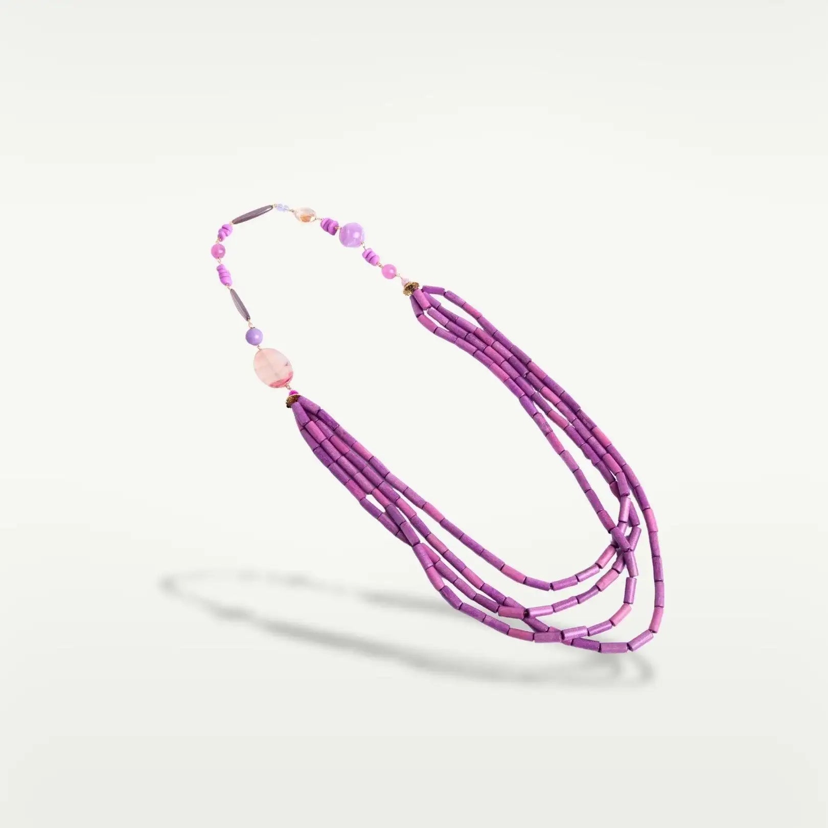 COLLANA MULTIFILI WOOD | FUCSIA - Almala