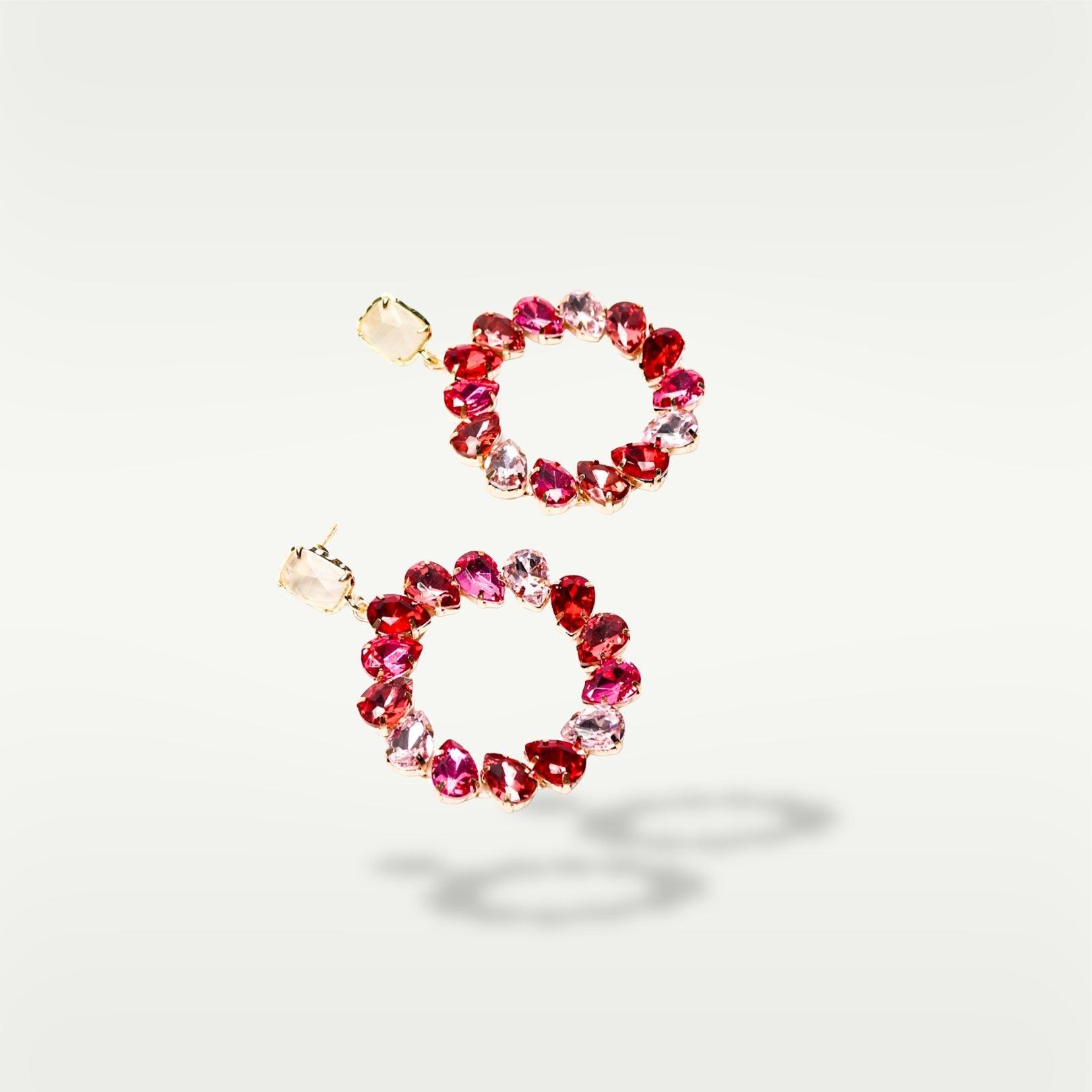 ORECCHINO CIRCLE STRASS | FUCSIA - Almala