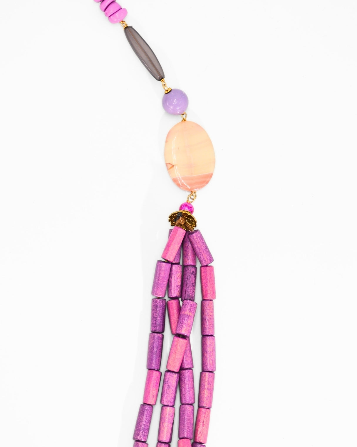 COLLANA MULTIFILI WOOD | FUCSIA