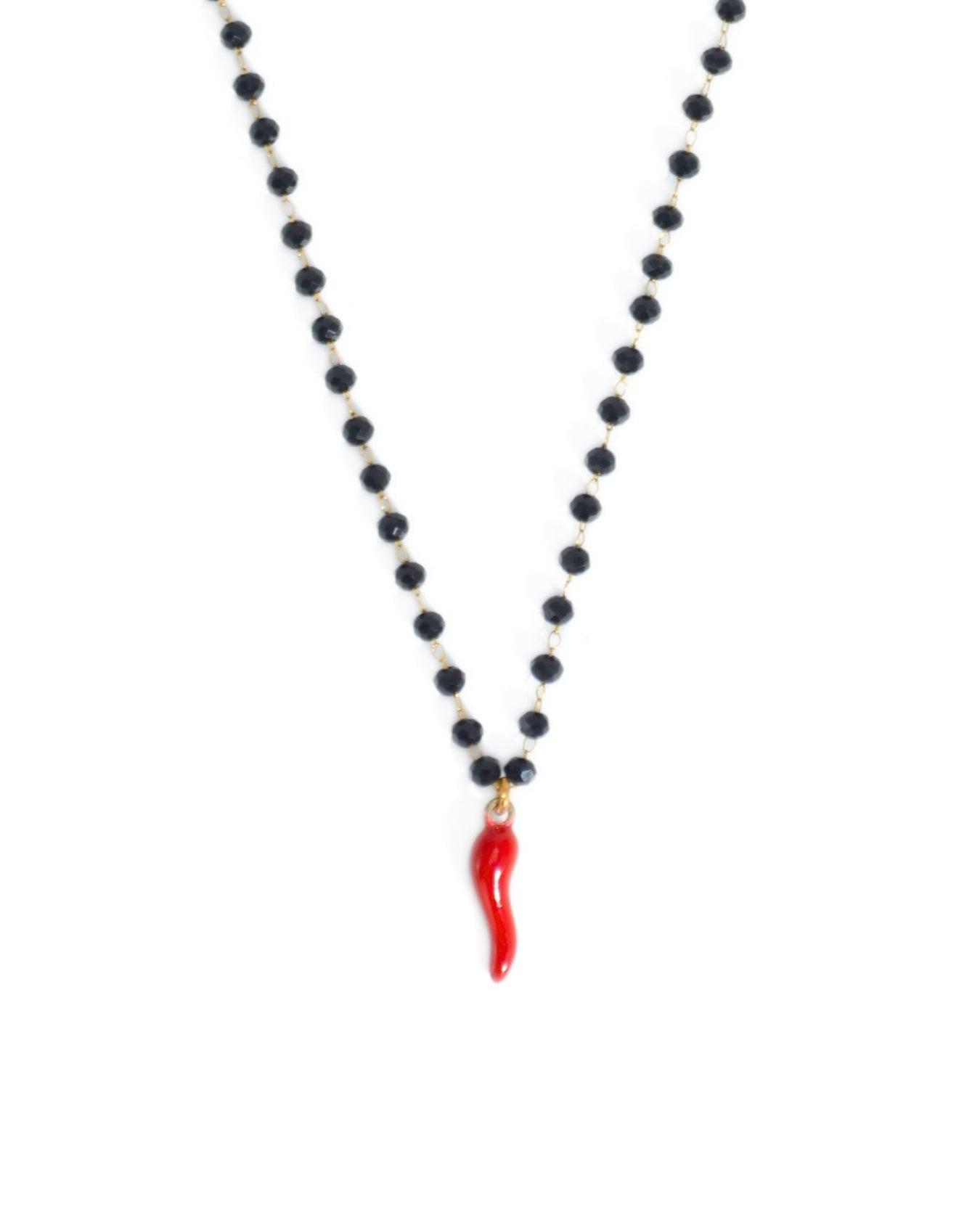 COLLANA ROSARIO CORNO| ROSSO