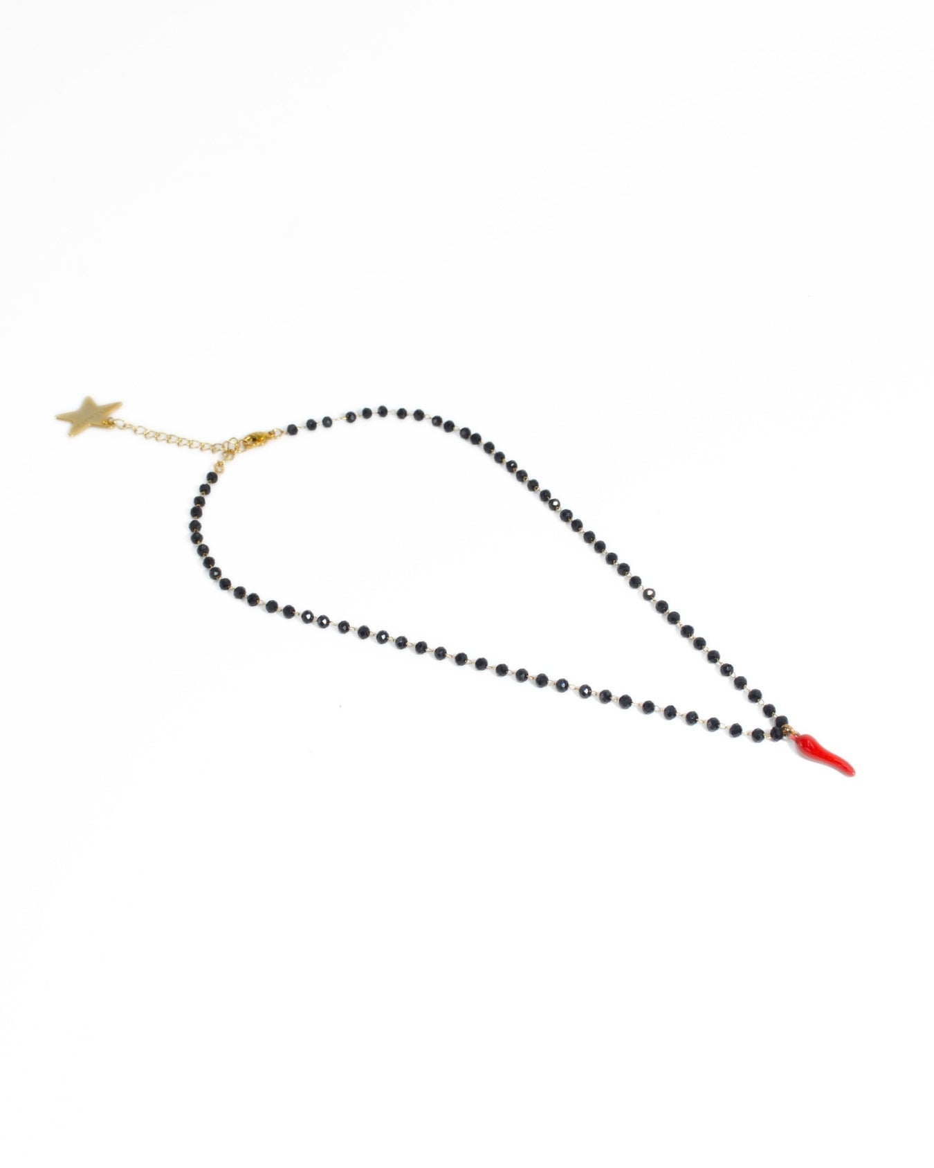 COLLANA ROSARIO CORNO| ROSSO