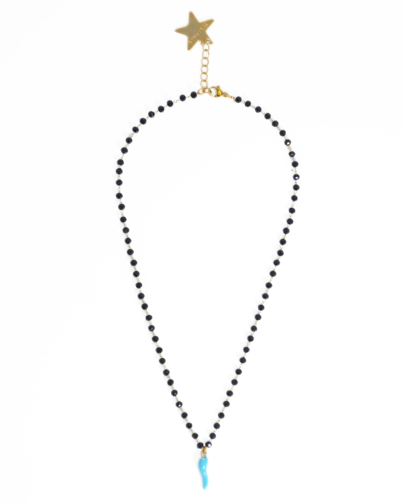 COLLANA ROSARIO CORNO| AZZURRO