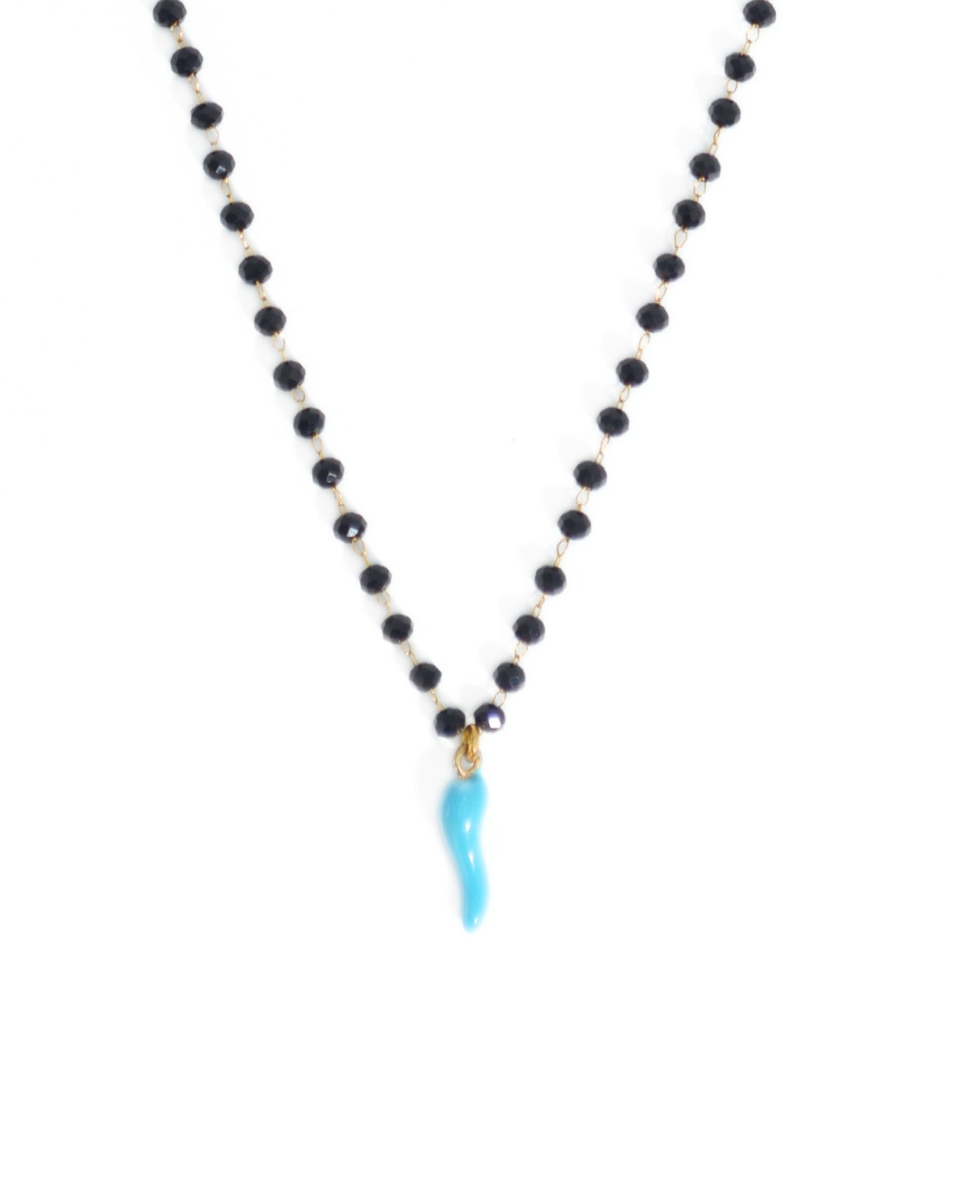 COLLANA ROSARIO CORNO| AZZURRO