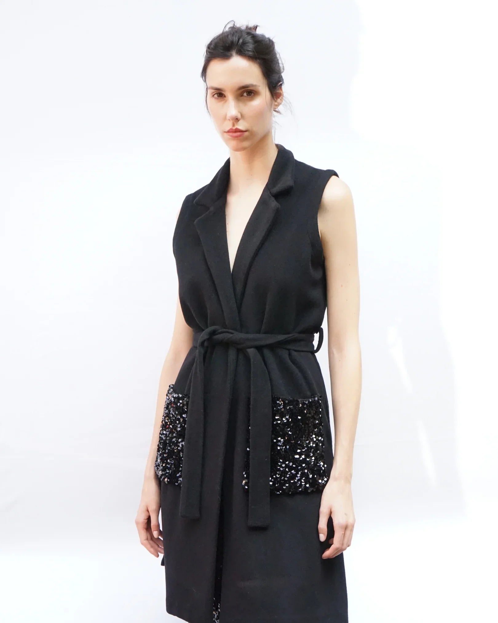 GILET PAILLETTES | NERO