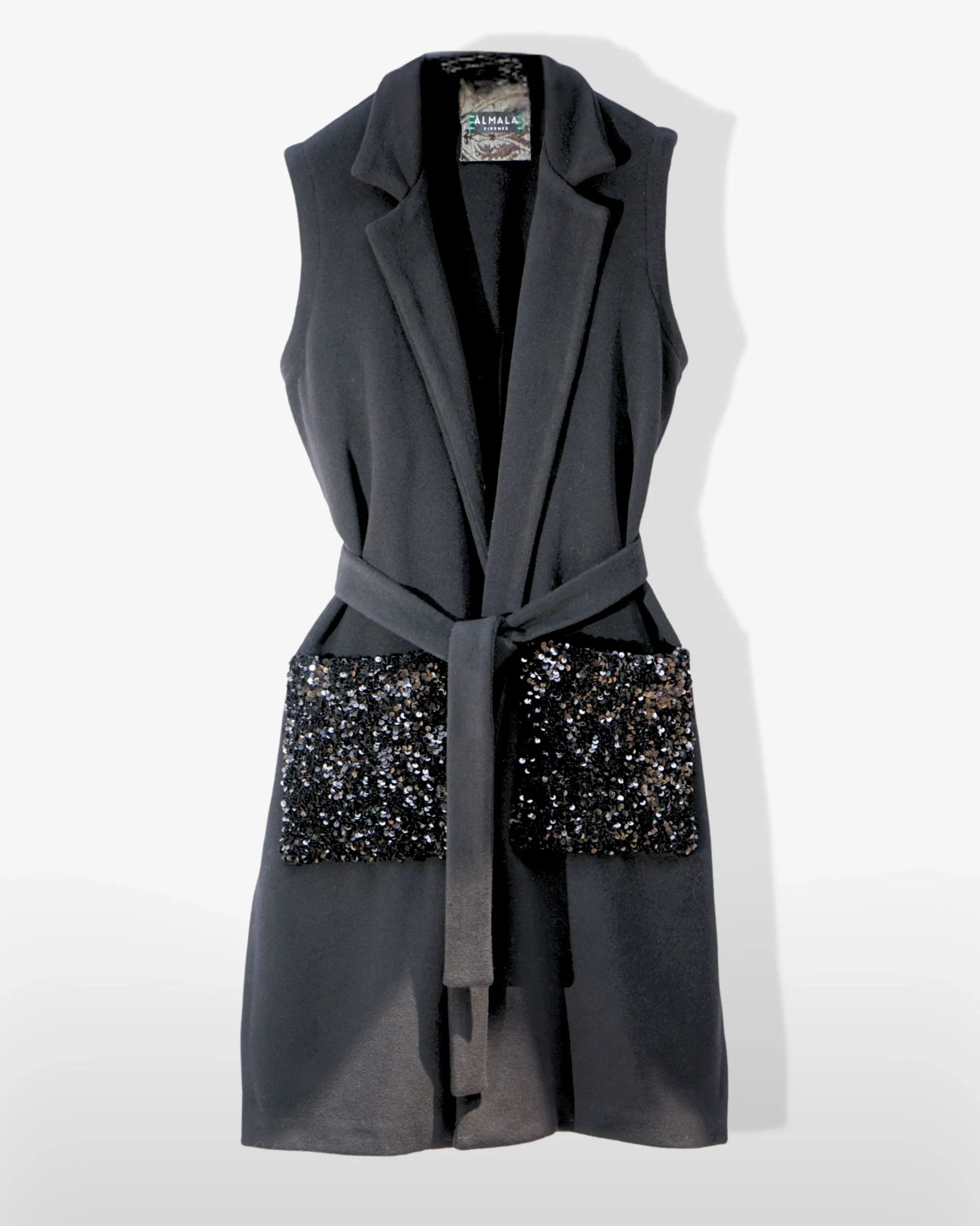 GILET PAILLETTES | NERO