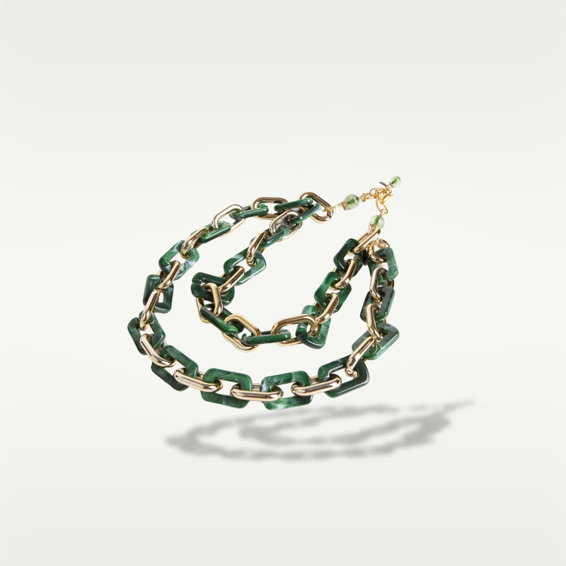 ACETATE GOLD NECKLACE | GREEN