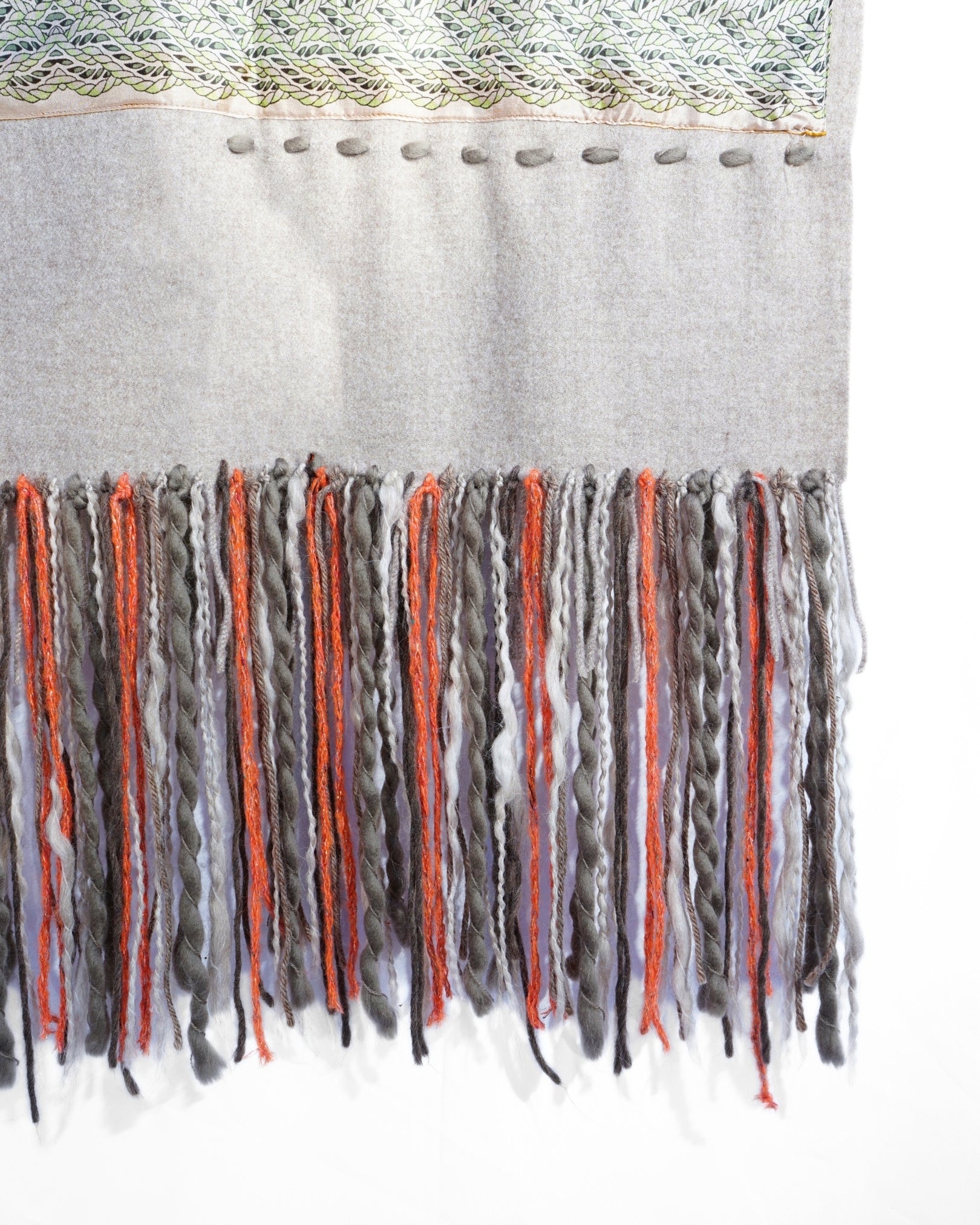 SCIARPA SETA FRANGE LANA | GRIGIO