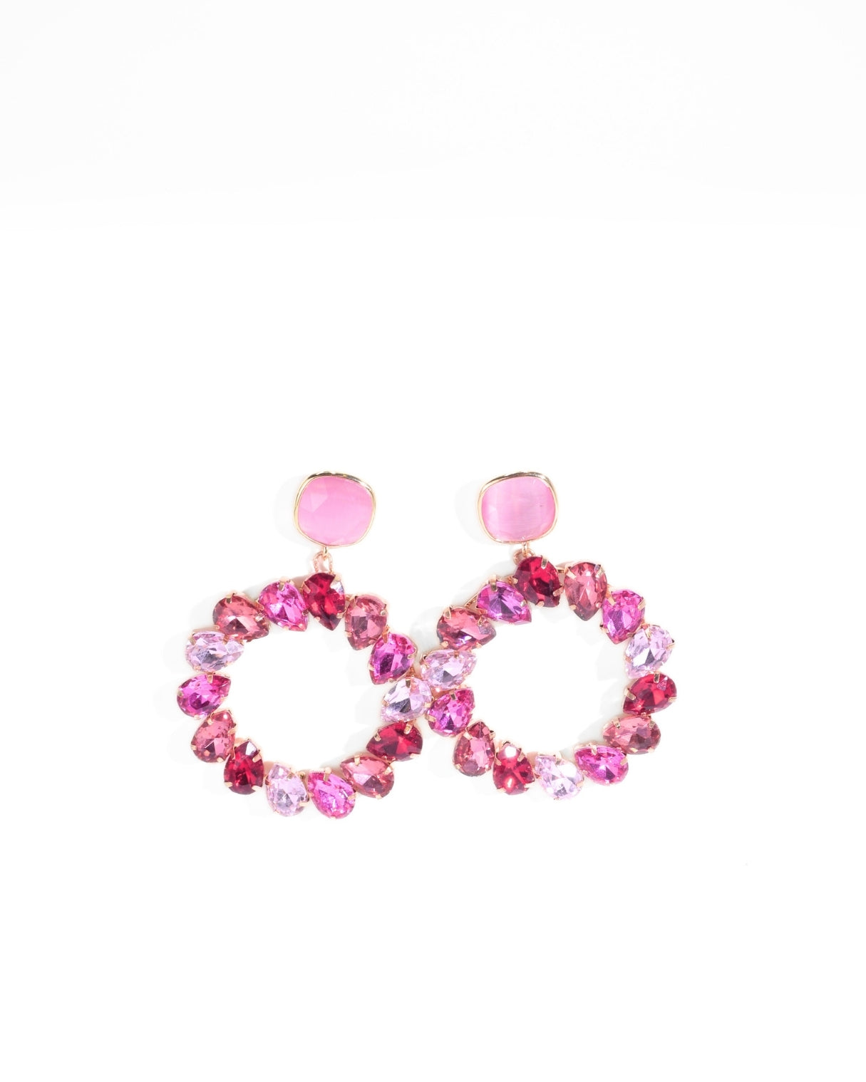 ORECCHINO CIRCLE STRASS | FUCSIA