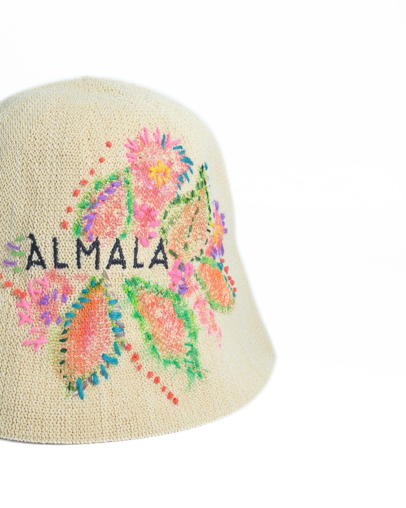 CAPPELLO RICAMO | NATURALE-ROSA