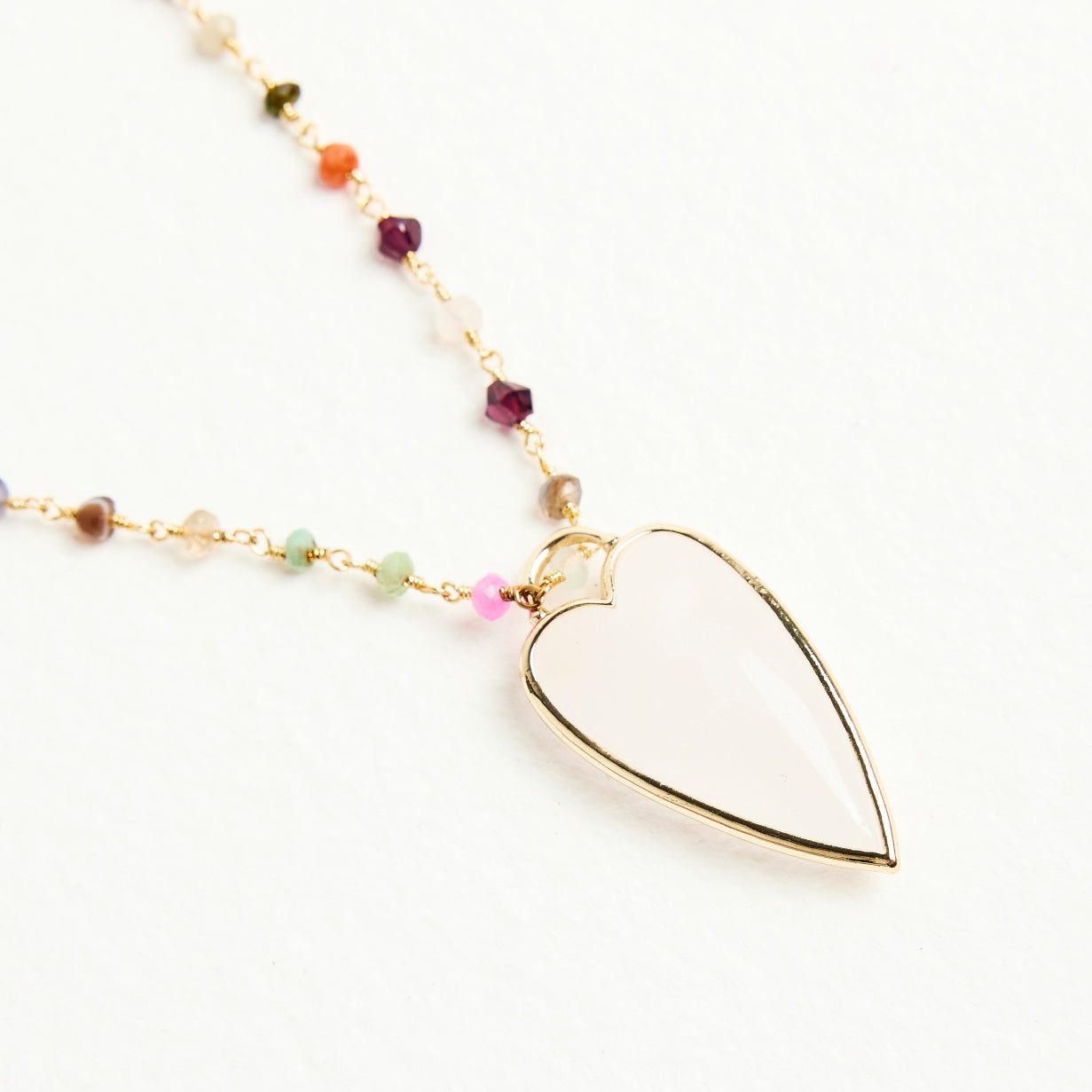 TOURMALINE HEART NECKLACE - WHITE