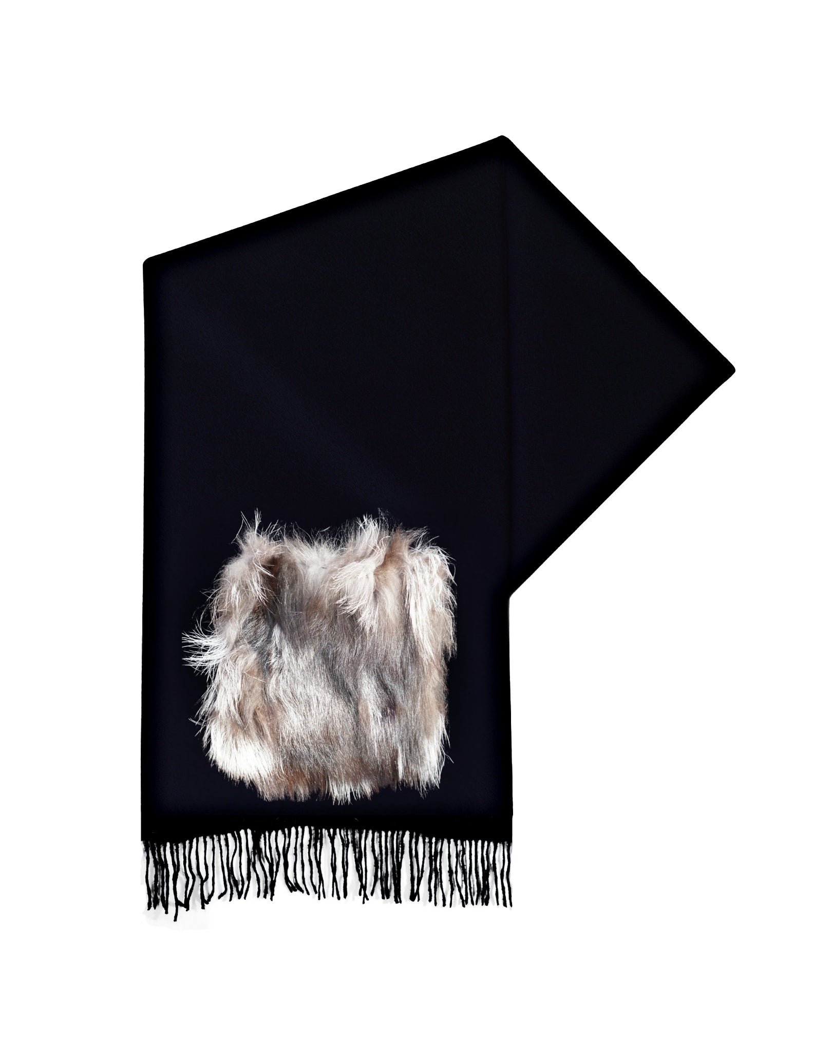 SCIARPA TASCA CON PELO | NERO