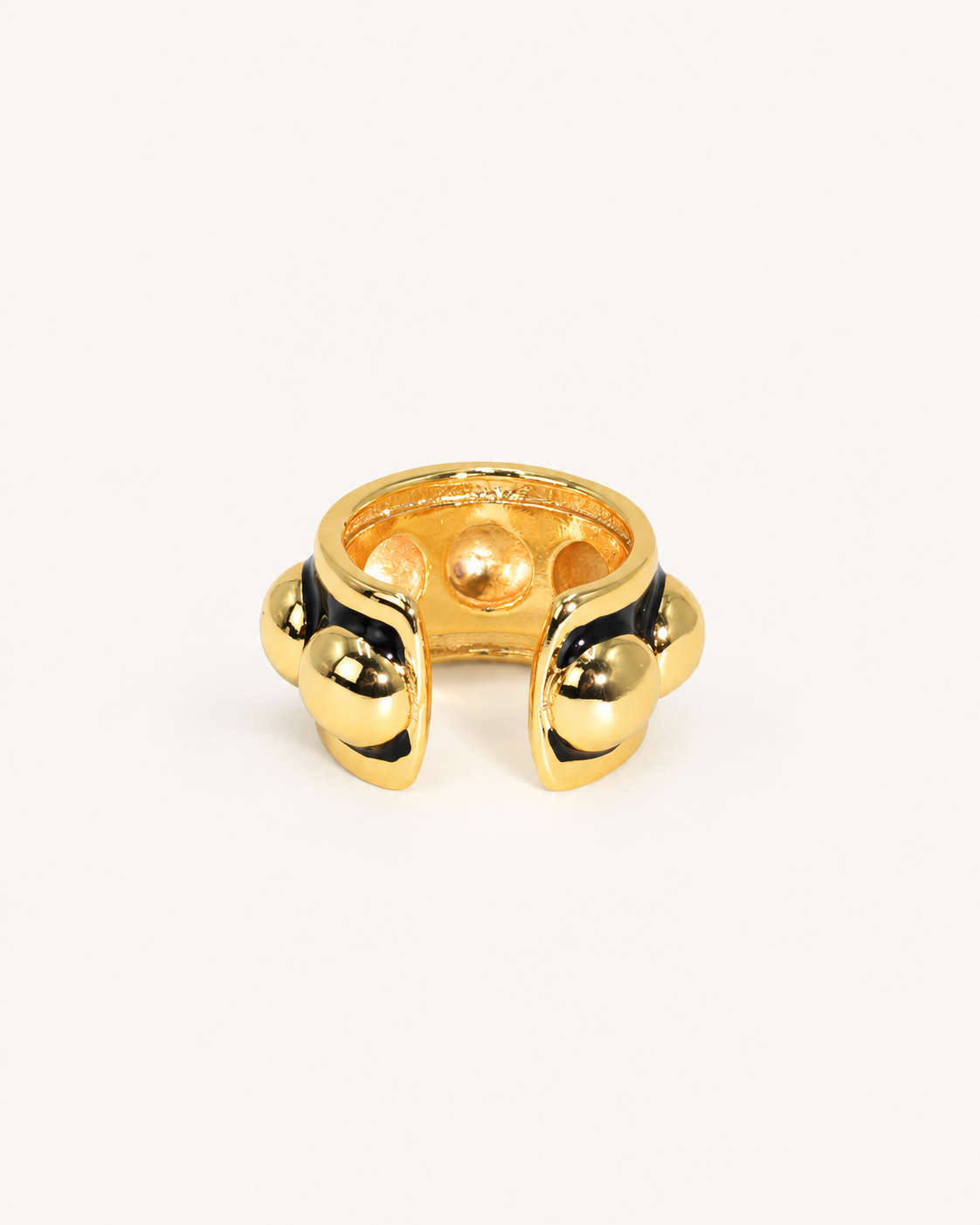 Anello Gold ÀLMALA nero e oro, dettaglio del profilo aperto