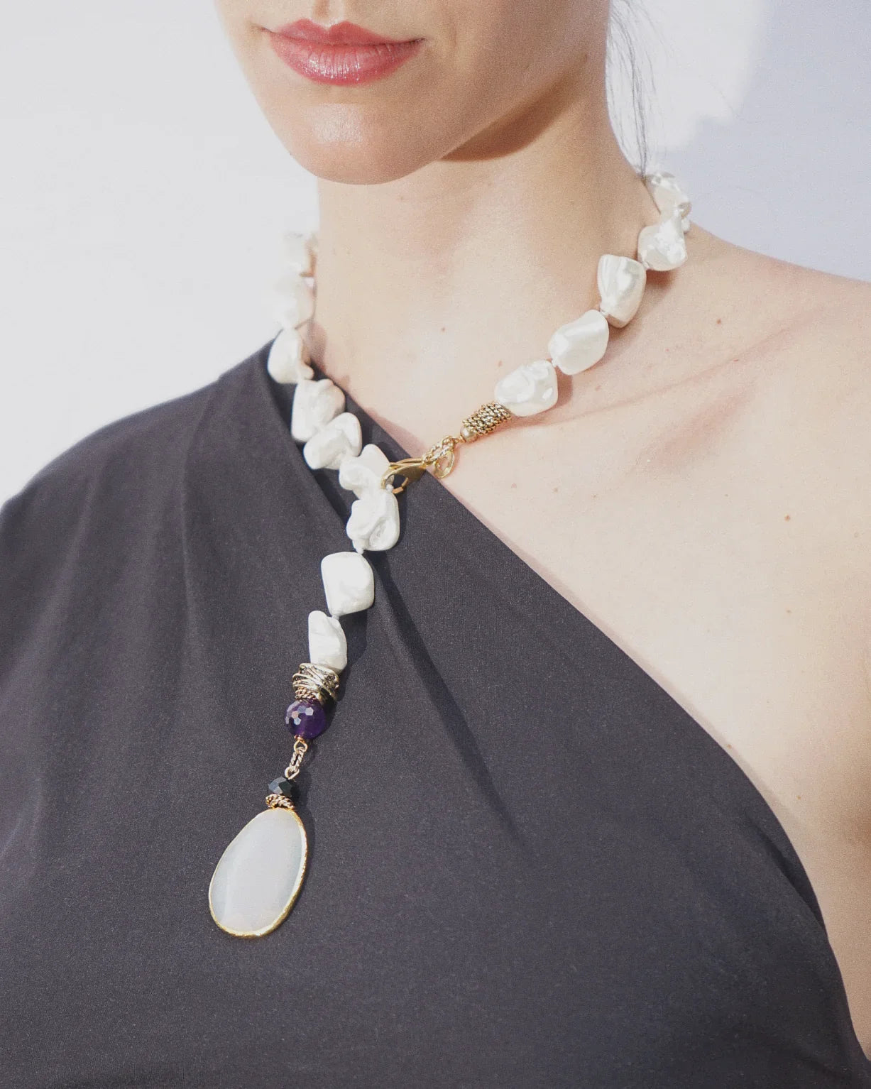 COLLANA SCIARPA PERLA | BIANCO