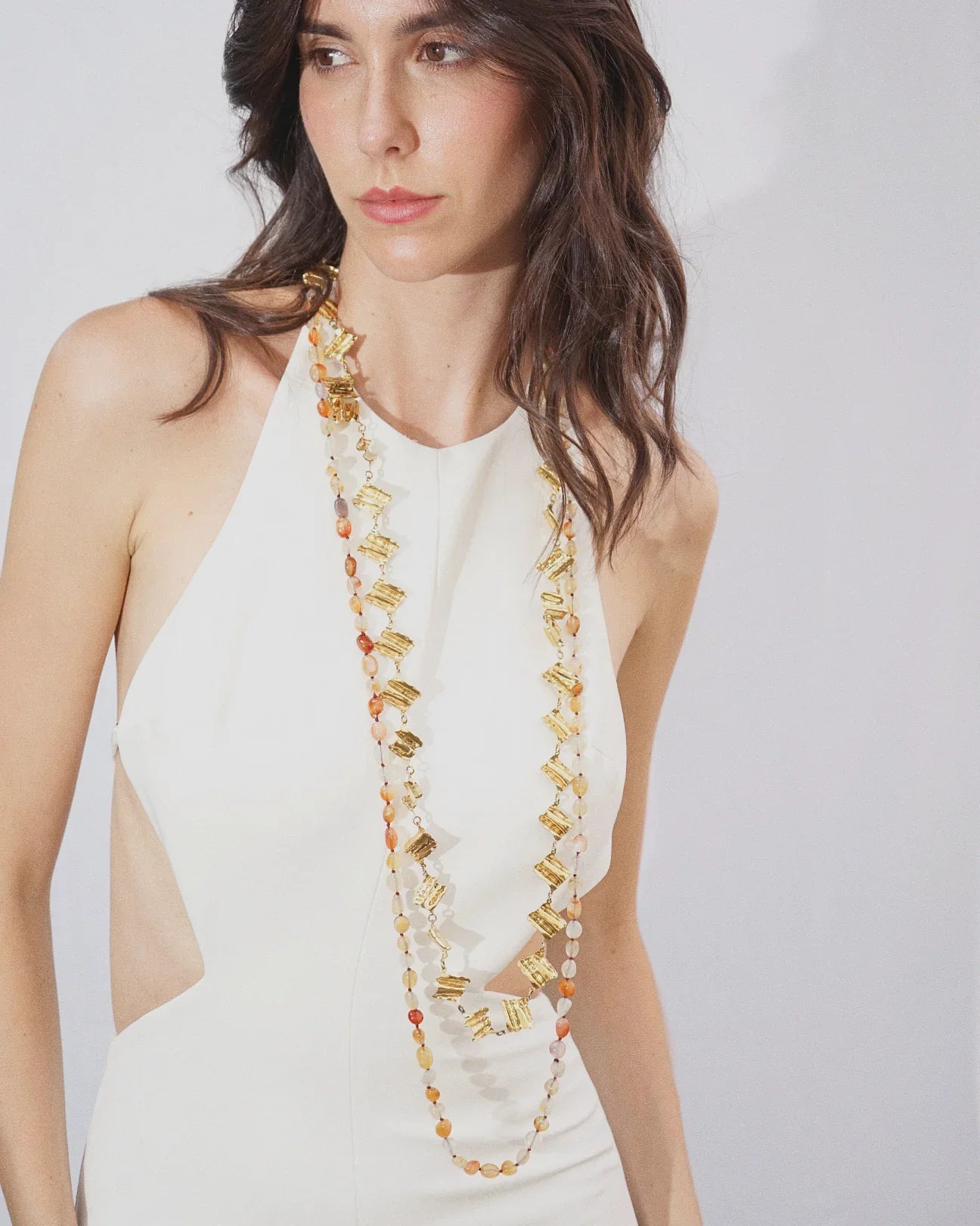 COLLANA DOUBLE STONE | ARANCIONE