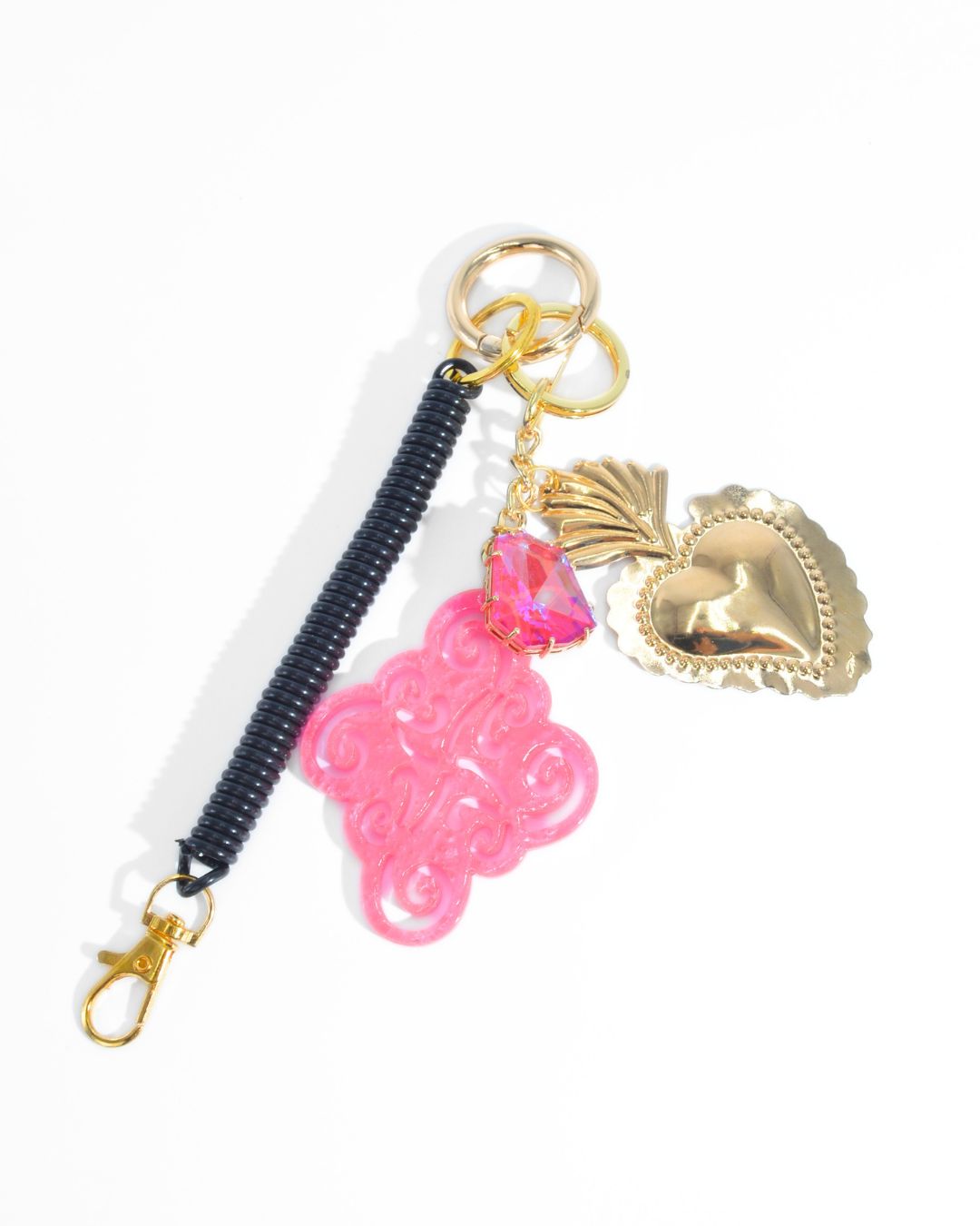 Charm da borsa Cuore Barocco fucsia con dettagli dorati