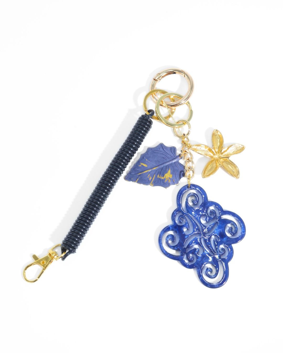 Charm da borsa Fiore Barocco blu con dettagli dorati
